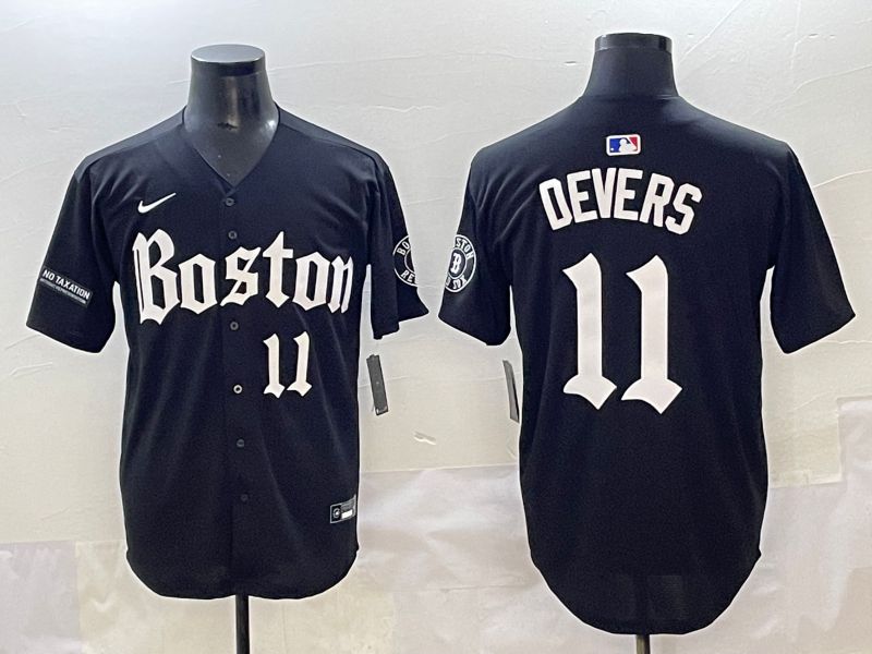 Men 2025 Boston Red Sox 11 Devers Black Five generations Joint Name Nike MLB Jersey style 19
